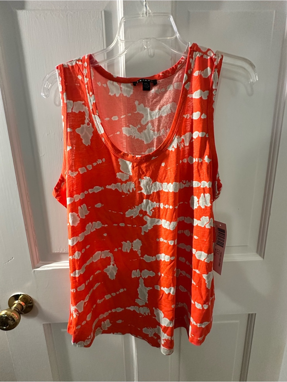 Tribal Women's Orange Tie-Dye Scoop Neck Tank Top